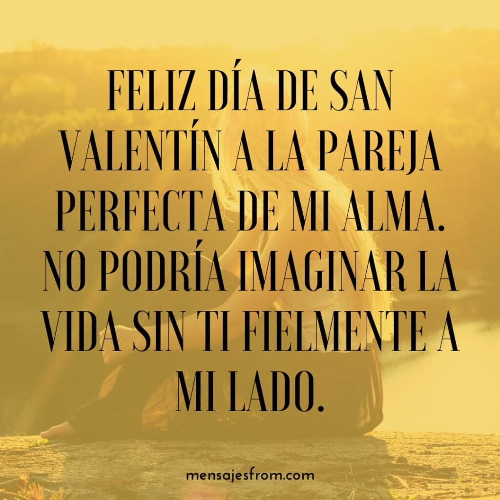 Feliz día de San Valentín a la pareja perfecta de mi alma. No podría imaginar la vida sin ti fielmente a mi lado